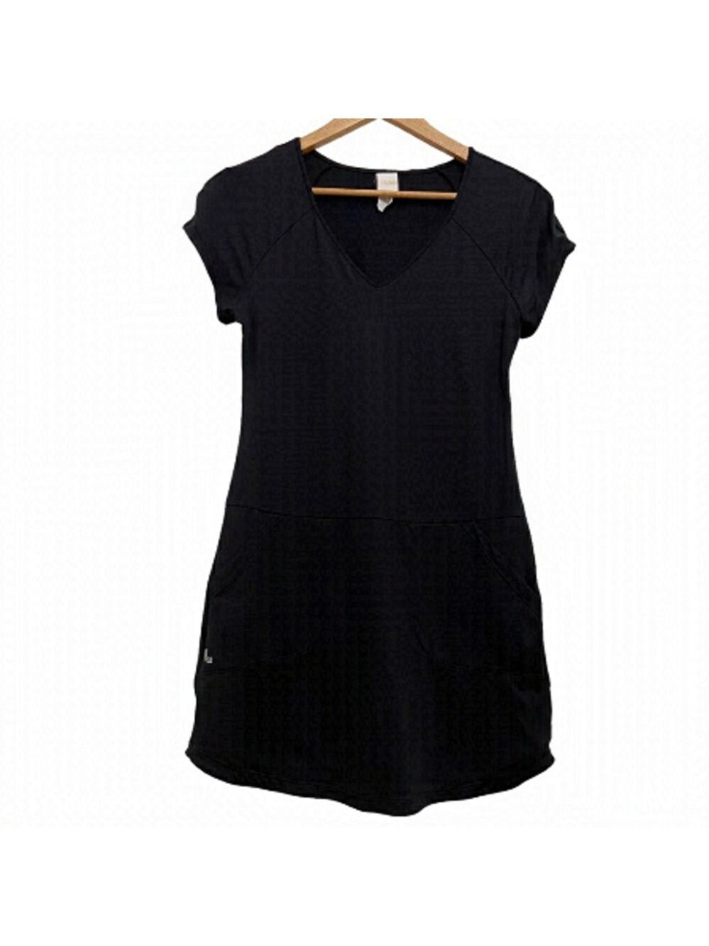 LOLE black mini dress V neck pockets lightweight XS